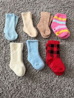 Set of 7 Baby Girl Cozy Socks - Assorted Colors